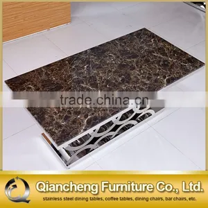 Silver Stainless Steel Restaurant Dining Table With Marble Top thumbnail-4