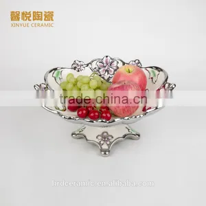 Hot Sale Restaurant Ceramic Plates/ Bulk Ceramic Fruit Plate Electroplated thumbnail-1