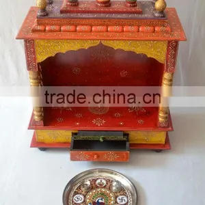 Beautifully Hand Painted Wooden Temple With 1 Drawer thumbnail-4