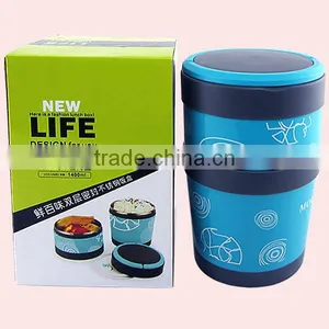 2 Layer Stackable Stainless Steel Dinner Bucket With Cutlery Sets thumbnail-6