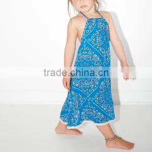 Beautiful Boho Printed Rayon One Piece Girls Party Dresses Children Girl Clothings Kids Model Dresses 2016 HSD5736 thumbnail-2