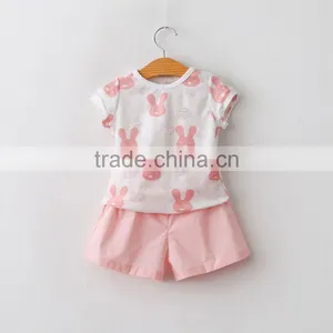 2016 Designer Outfits Baby Girls Lovely Bunny Tops and Hot Shorts Suits thumbnail-1