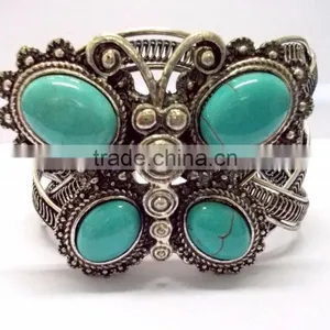 2015 Hot Selling Butterfly Design Fancy Cuff Bracelet With Semi Precious Stones thumbnail-2