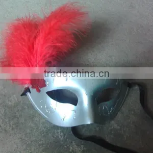 Red Feathered Venetian Party Mask for Sale thumbnail-1