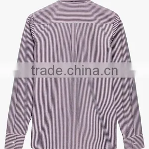 Wholesale 2017 Custom Ladies Fashion Frill Blouse Stripes Relaxed Ruffle Shirts thumbnail-2