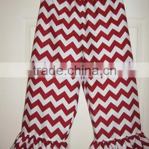 High Quality Wholesale Kids Casual Pants Lovely Chevron Ruffle Leggings Cotton Baby Girls Cotton Trousers thumbnail-1
