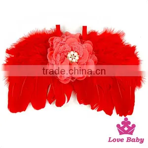 Hot Sale Newborn Baby Gift Plain White Color Flower Feather Angel Wings Kids Size Party Wedding Decoration thumbnail-3
