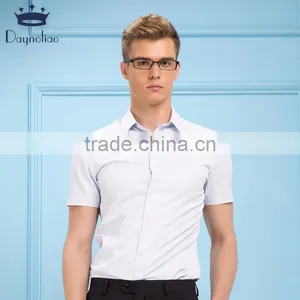 Daynoliao Latest Design Twill Cotton White Short Sleeve Cotton Men Shirt thumbnail-1