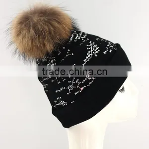 Myfur New Fashion Printing Beanie Winter Hat Type and Knitted Pompom Beanies thumbnail-1