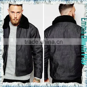 New Celebrity Style Men's Motorcycle Biker Fleece Collar Denim Jacket Coats thumbnail-3
