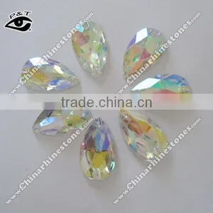 Sew on Stone Acrylic Rhinestone Flat Back Tear Drop 17x28mm Crystal AB Color thumbnail-1