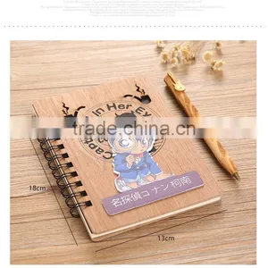 High Quality Japan Detective Conan Anime Wood Cover Cute Notebook thumbnail-1