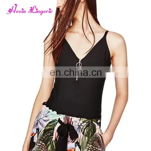 Black Zipper v Neck Plus Size Romper Short Womens Jumpsuits Sexy Bodycon thumbnail-1