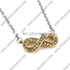 Cheap Wholesale Stainless Steel Infinity Women's Crystal Pendants Charms Necklaces Wedding Jewelry Gifts thumbnail-4