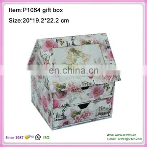 House Shaped Paper Gift Box With Photo Frame and Drawers thumbnail-1
