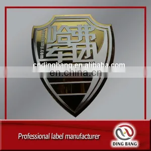 Professional OEM High Techincs Printed And Stamped Logo Brand Promotion Cheap Shield Shape Custom Metal Label thumbnail-1