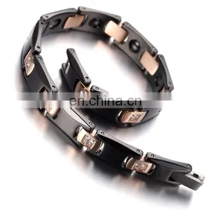 Ceramics Magnetic Energy Therapy Men's Link Wrist Bracelet Bio Tungsten Magnetic Bracelet thumbnail-1