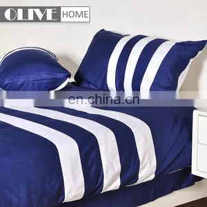 Factory Supply 100% Cotton Comforter Bed Cover Sets Luxury Silk Striped Sheets Bedding Set for Sale thumbnail-5