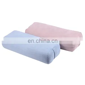 Hot Selling Wholesale High Quality ECO Memory Sponge Filling Organic Suede Cover Rectangle Yoga Pillow Bolster With Handles thumbnail-5