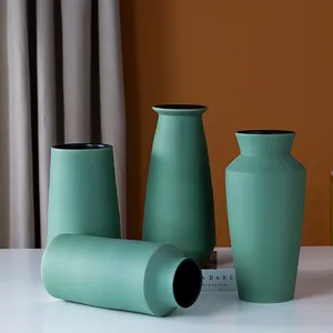 Beautiful Green Tall Nordic Morandi Modern Simple Ceramic Vase For Shopping Mall Decor thumbnail-1