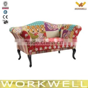WorkWell Upholstered Wood and Classic Children Flower Fabric Sofa Kw-D4220-1 Quality Choice thumbnail-1