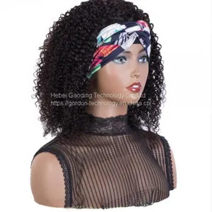 HUMAN HAIR HEADBAND WIG KINKY CURLY WIGS 150% DENSITY NATURAL COLOR thumbnail-2