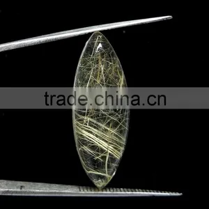 Natural Rutile Marquise Cabochon Gemstone / Smooth Cabochon Stone / Rutile Quartz thumbnail-1
