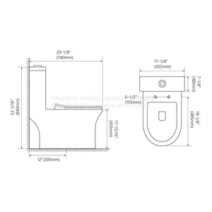 CUPC Certified Bathroom Ceramic One Piece Skirted Elongated Toilet thumbnail-3
