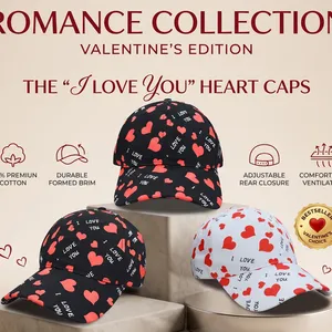 Valentine Day Gift Merch All Over Print Sweet Heart Pattern 6 Panel Baseball Cap thumbnail-1
