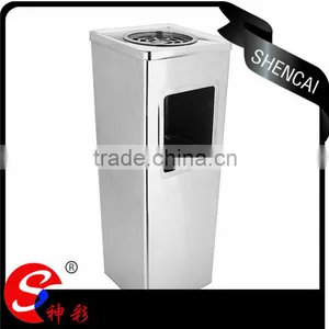 Online Shopping Stainless Steel Garbage Bin Stand Waste Bin Outdoor Trash Bin With Ashtray for Sale Supplier's Choice thumbnail-1