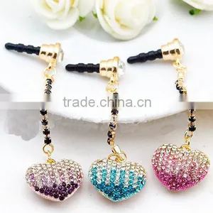 2013 Bling Heart Dust Plugs, Colorful Dust Plugs for Mobile Phones thumbnail-1