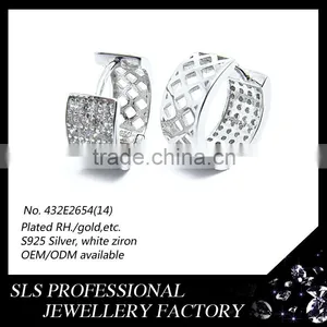 2015 Fashion Design Sterling Silver Stamped 925 Hiphop Cubic Zirconia Earrings for Women thumbnail-2
