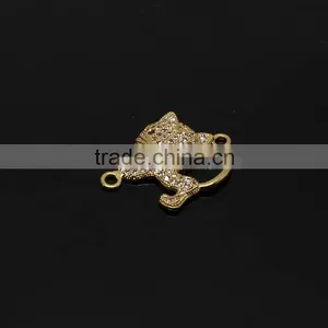 CZ6472 Lovely Mirco cz Pave Cat Charm Connectors thumbnail-1