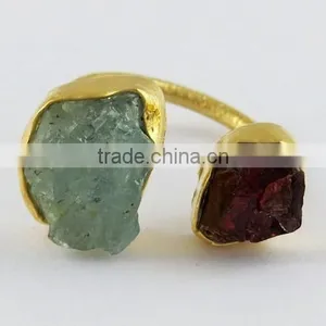 Amazing Rough Aquamarine Garnet Ring, Handmade Silver Jewellery, Online SIlver Jewellery thumbnail-3
