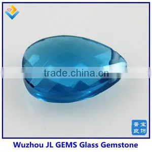 Synthetic Double Facet Cut Crystal Sky Blue Glass Pear Shape Gemstone Decoration thumbnail-1