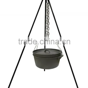 Pre-seasoned BBQ Camping Outdoor Cast Iron Cookware Dutch Oven/pot With Tripod thumbnail-1