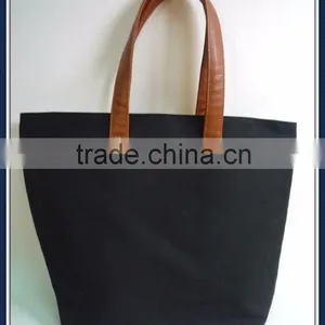 Canvas Tote Bag With pu Leather Handles thumbnail-1