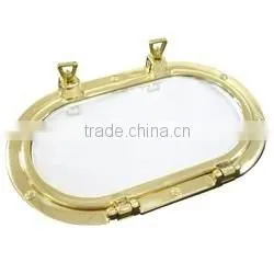 Elliptical Brass Porthole Mirror thumbnail-1