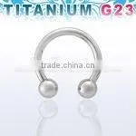 Titanium G23 Circular Barbell - 16g (eyebrow), 5/16"or 3/8", 3mm Balls thumbnail-1