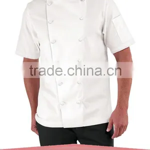 Traditional Fit Short Sleeve Chef Coat Uniform/Knotted Cloth Buttons 100% Cotton Cook Uniform thumbnail-1