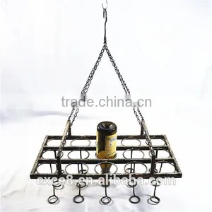 Vintage Hanging Wine Glass Bottle Rack Holders thumbnail-1