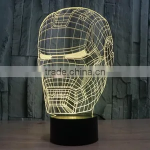 IRON MAN Shape Skull 3d Illusion Lamps Acrylic Indoor USB + Battery Operated Decorative Led Night Light thumbnail-2