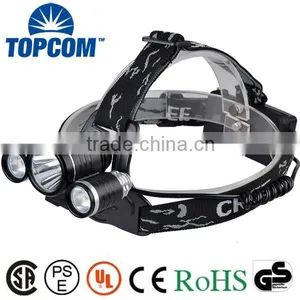 6000 Lumen 4 Modes XML T6 And R2 3 LED Brightest Lumen Rechargeable Headlamp + Bag + Bike Clip + Band + Normal Box Packing thumbnail-1
