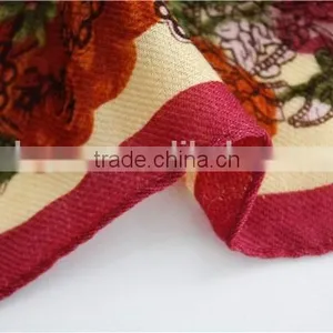 Flower Printed Wool Long Scarf thumbnail-5