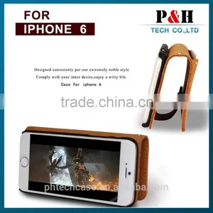 2015 New Arival High Class Express for Iphone 6 Genuine Leather Flip Case , 100% Real Leather Wallet Case for Iphone 6 thumbnail-3