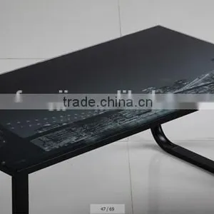 2015 Hot Sale Tempered Glass Black Leg Coffee Table thumbnail-2