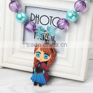 Flower Pearl Necklace With Girls Doll and Lace Bowknot Hairband for Girl Pearl Boutique Baby Girl Necklace thumbnail-2