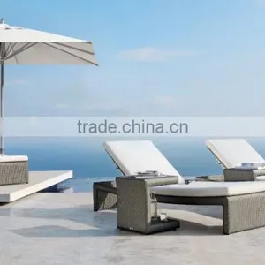 Synthetic Rattan Sun Lounger - Patio Sunbed - Plastic Sunbed thumbnail-2