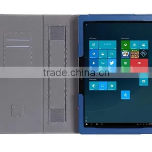 Leather Book Case for Samsung Galaxy Tab Pro S With Elastic Hand Strap, Card Holder, Stylus thumbnail-4