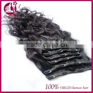 7A Grade 100% Virgin Body Wave Clip In Human Hair Extensions Wavy Eurasian Virgin Clip In Hair Extensions Human Hair Full Head thumbnail-3